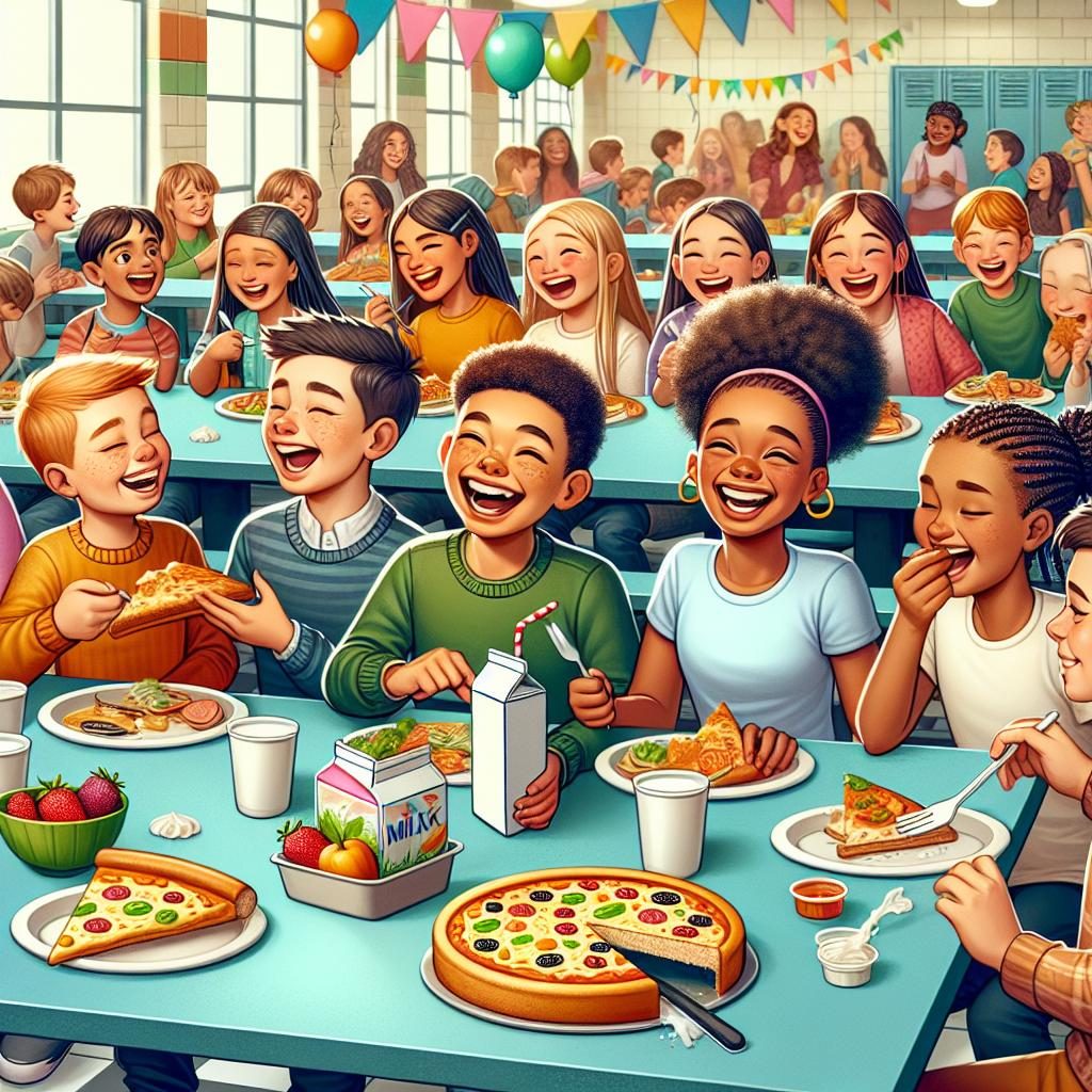 School lunch celebration scene