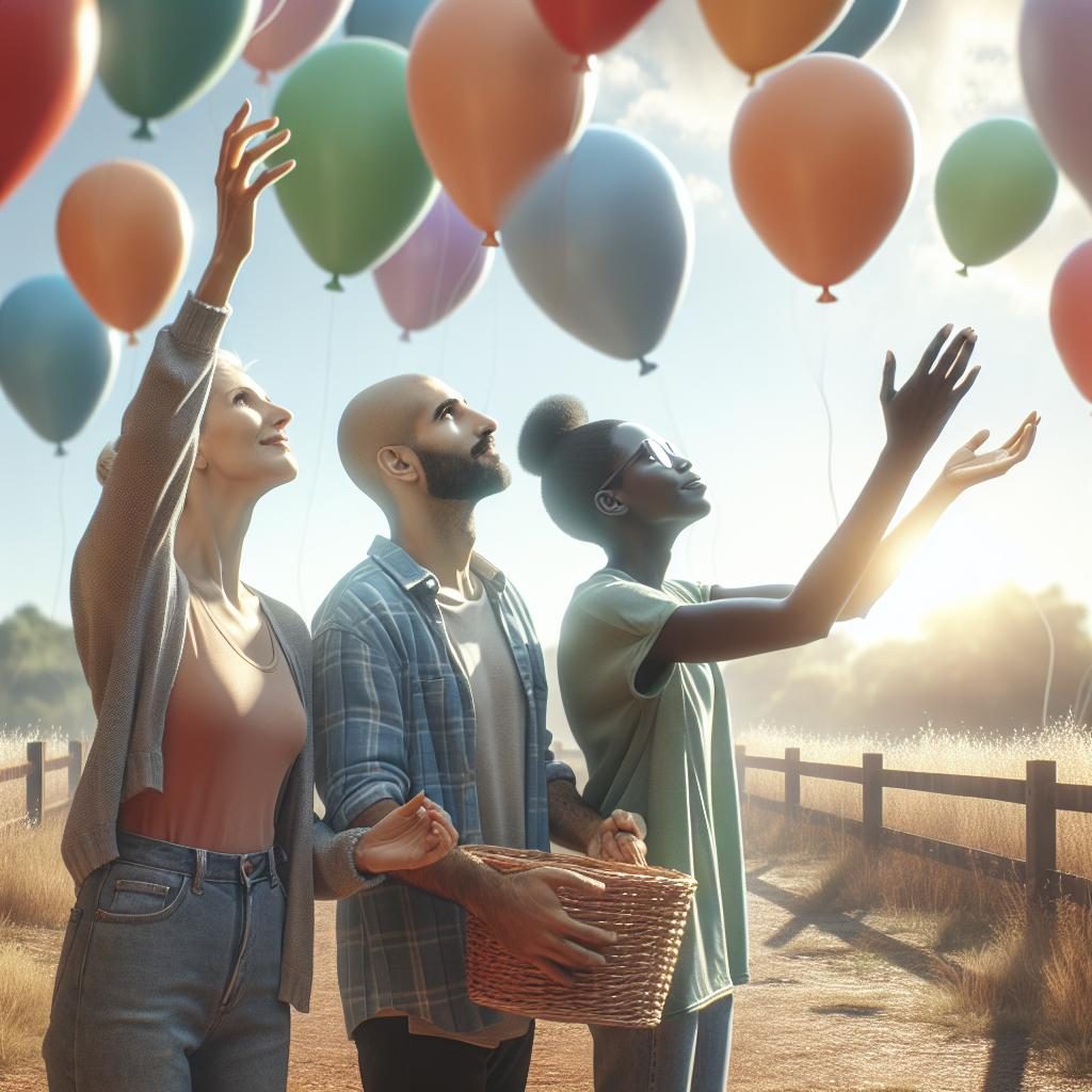 Community members release balloons.