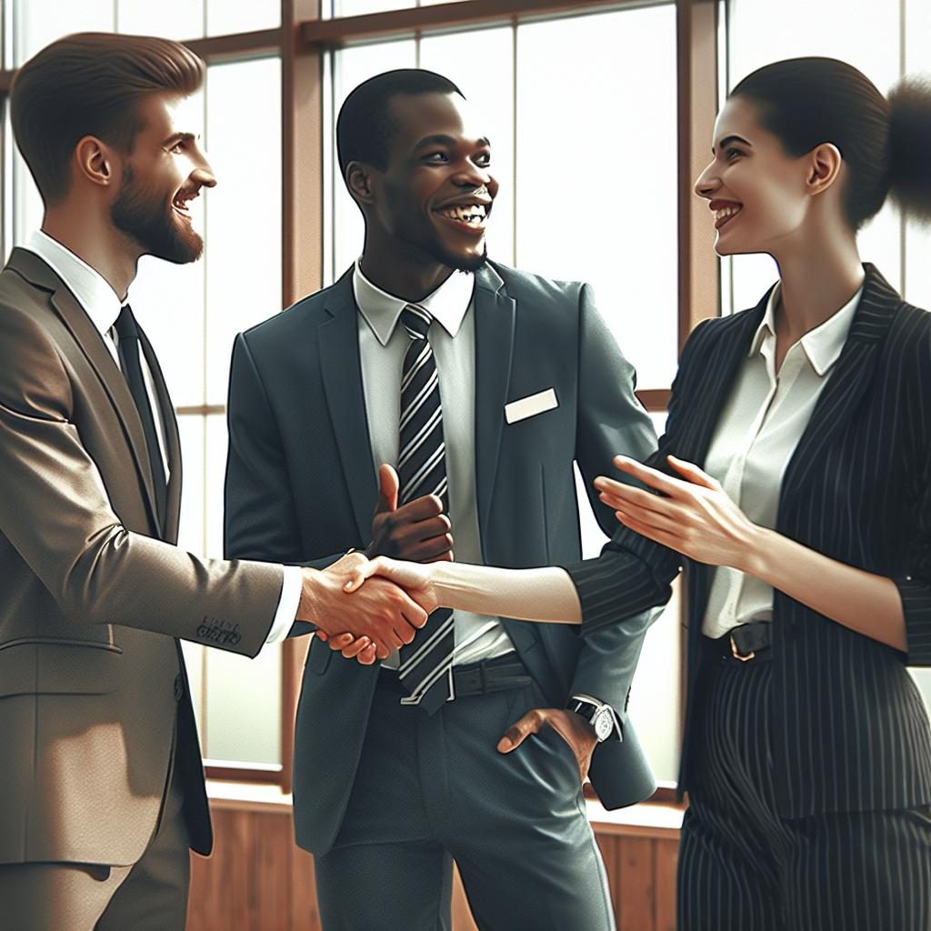 "Financial internship celebration handshake"