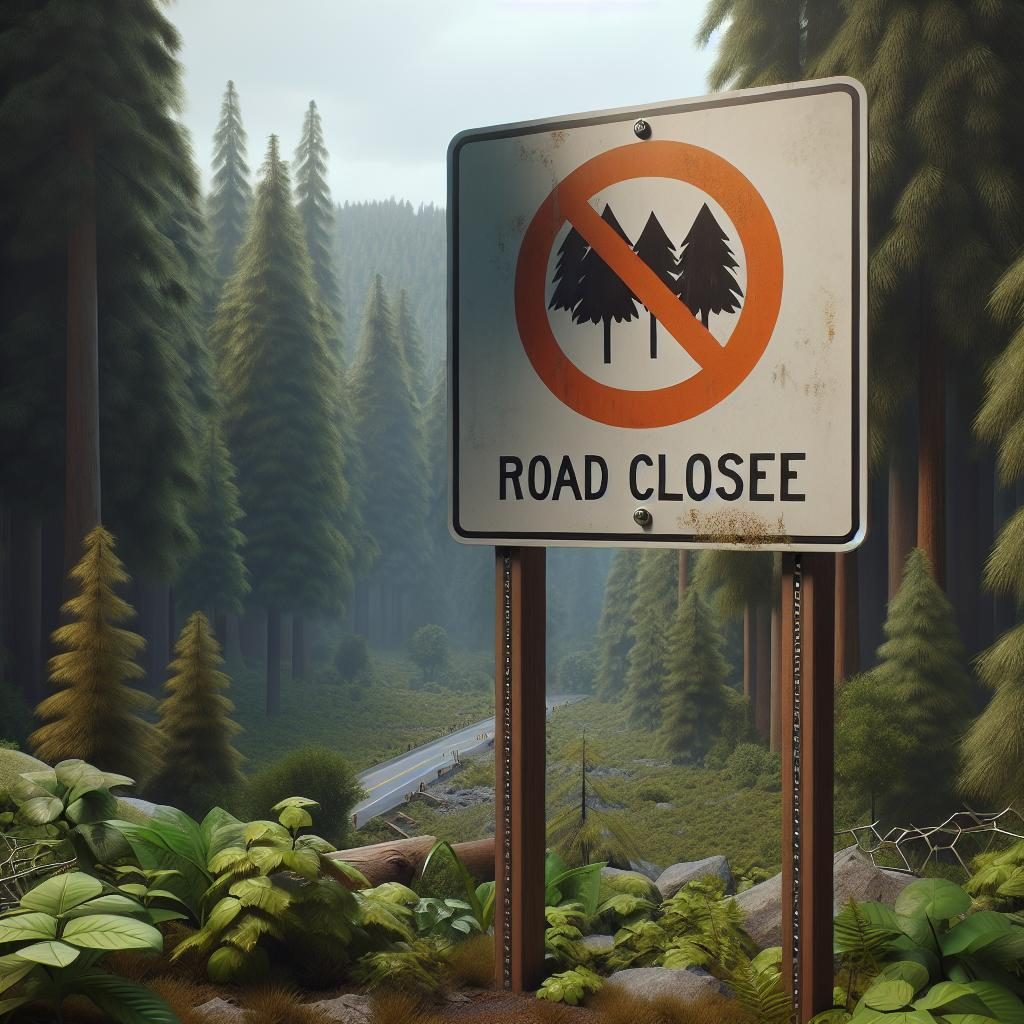 Forest road closure sign