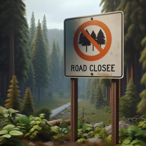 Forest road closure sign