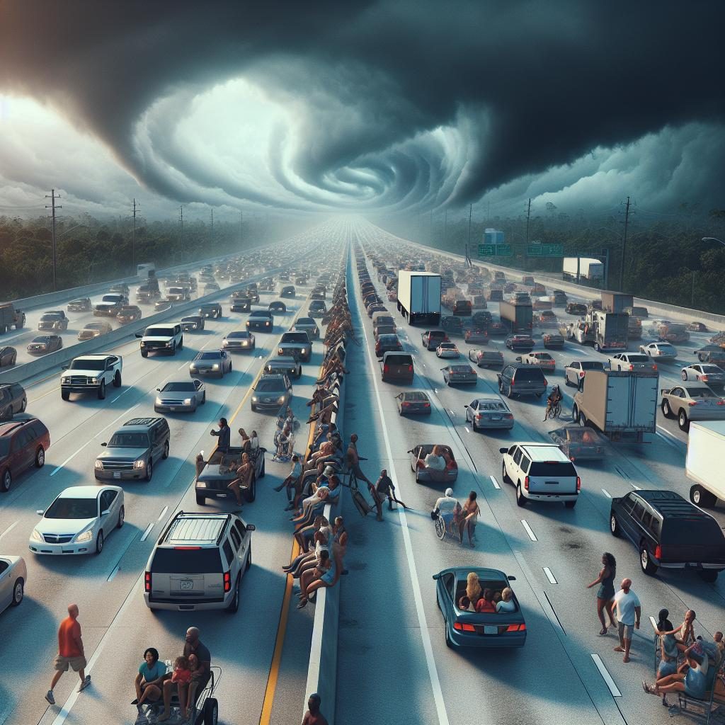 Hurricane evacuation traffic jam