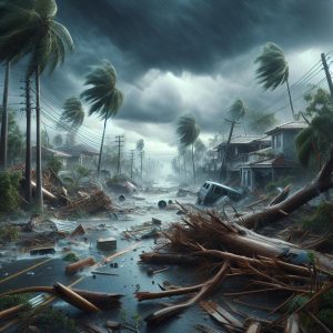 Tropical storm aftermath illustration