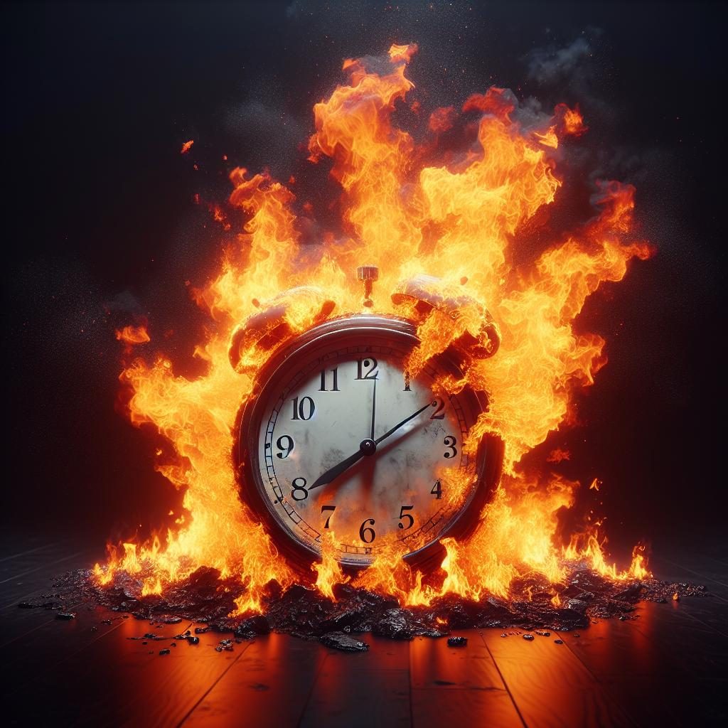 Clock on fire.