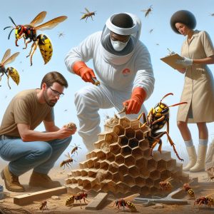 Yellow-legged hornet eradication illustration.