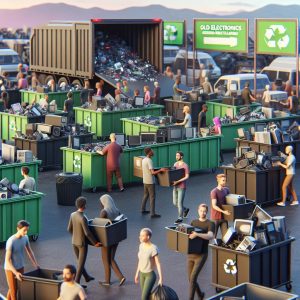 Electronics recycling event concept.