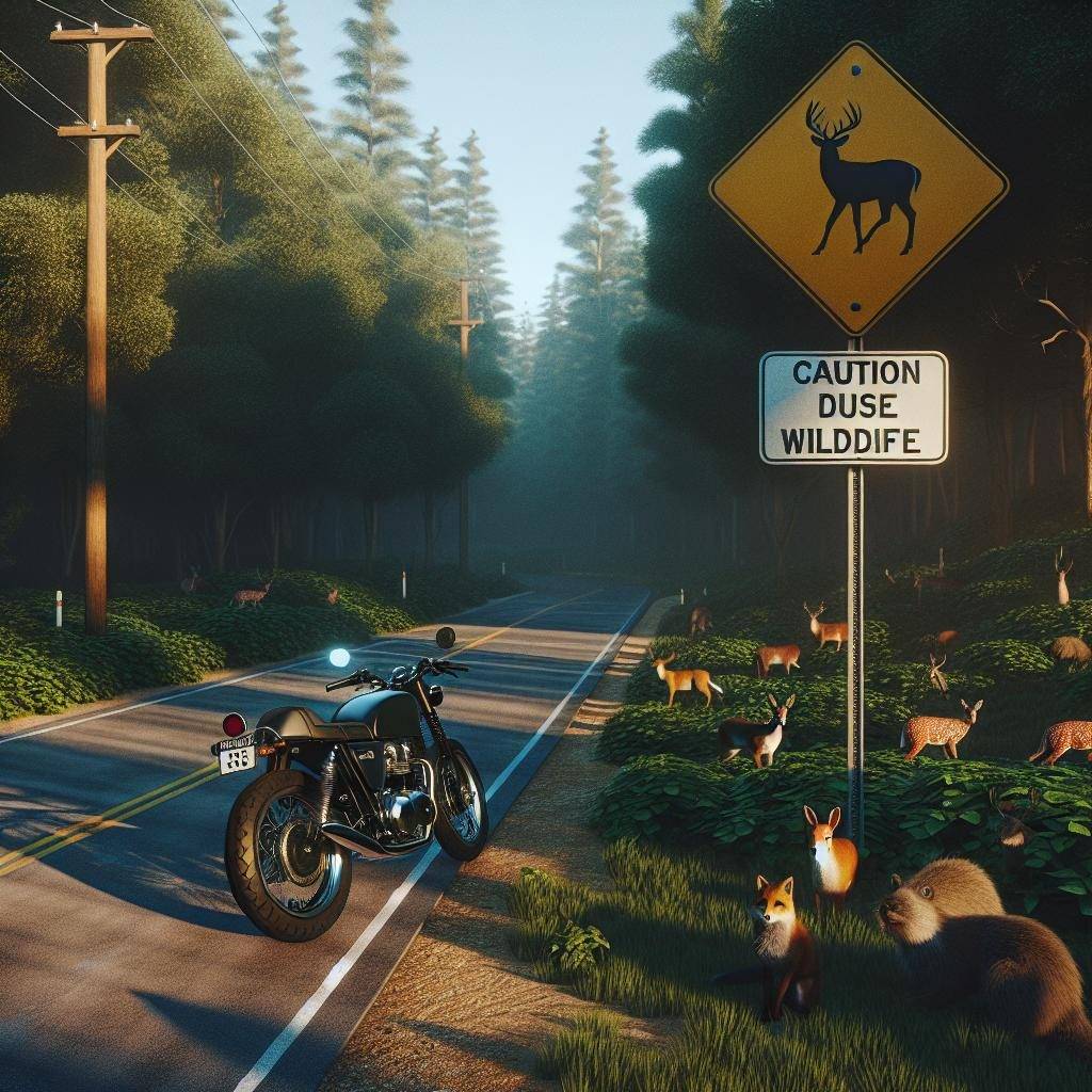 Motorcycle and wildlife caution