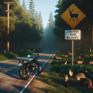 Motorcycle and wildlife caution