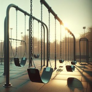 Empty playground swings