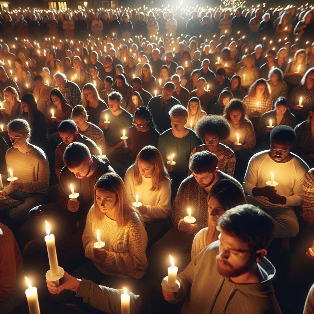 Candlelight vigil scene