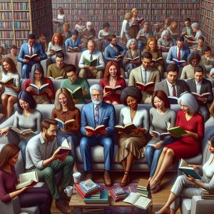 Book lovers gathering together