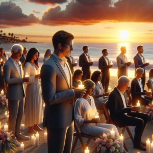 Coastal sunset memorial service