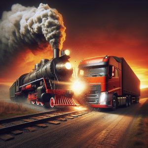 Train and truck collision