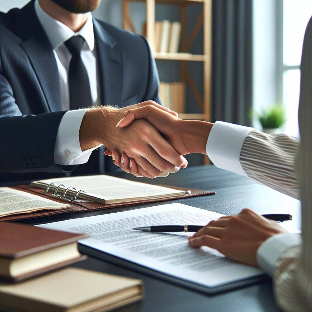 Legal documents handshake