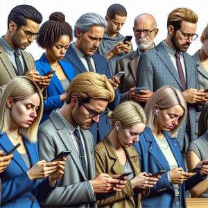 Frustrated people using phones