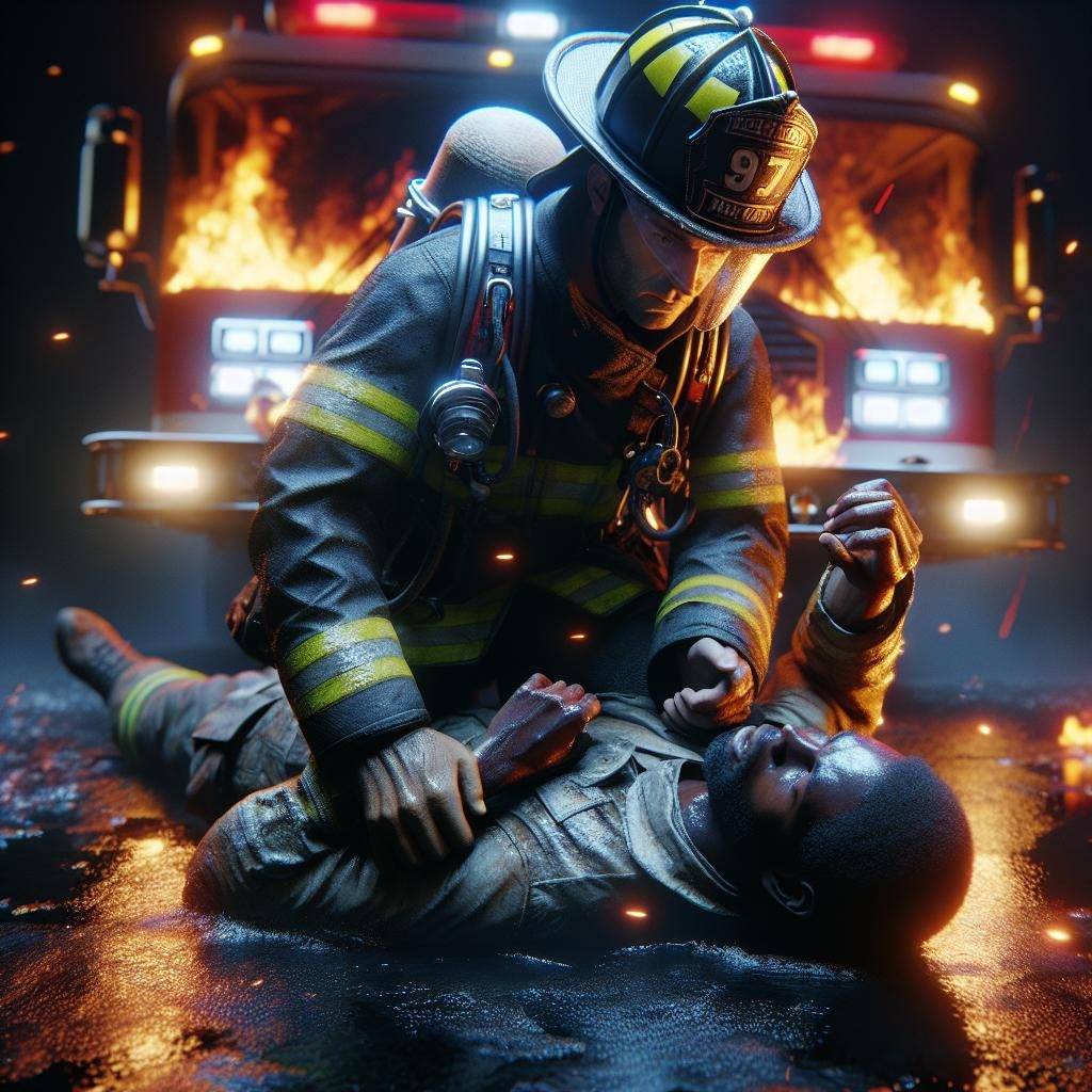 Firefighter rescuing person