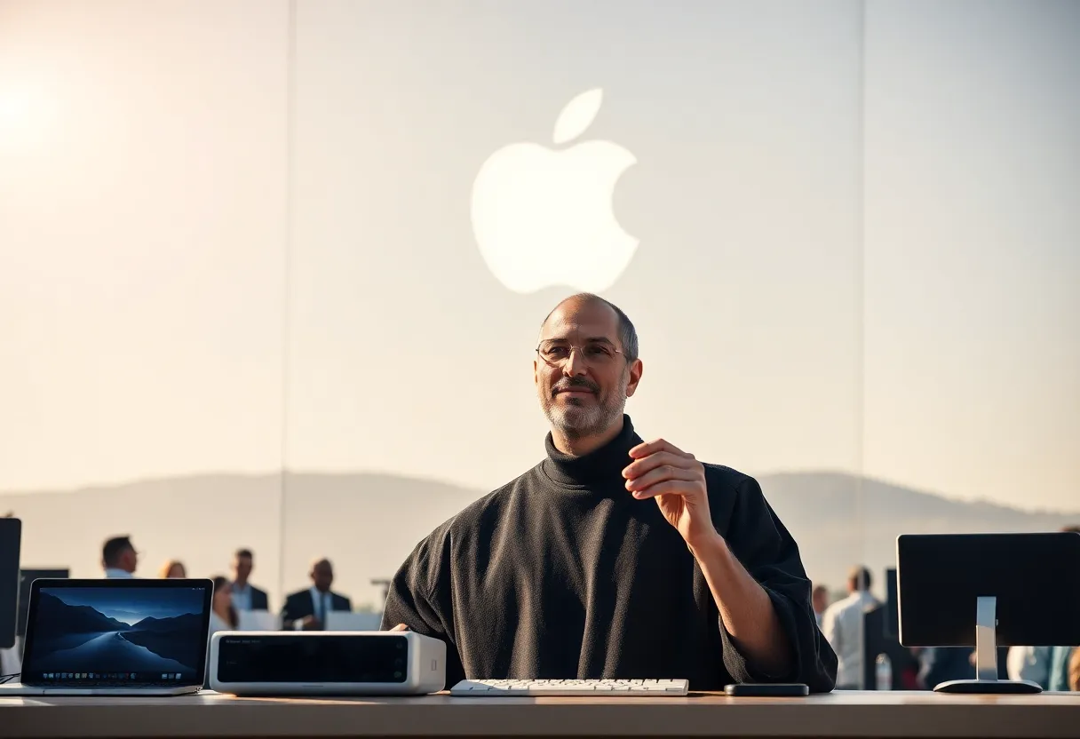 Steve Jobs in Cupertino promoting Apple products