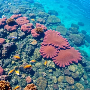 Vibrant coastal ecosystem with diverse marine life.