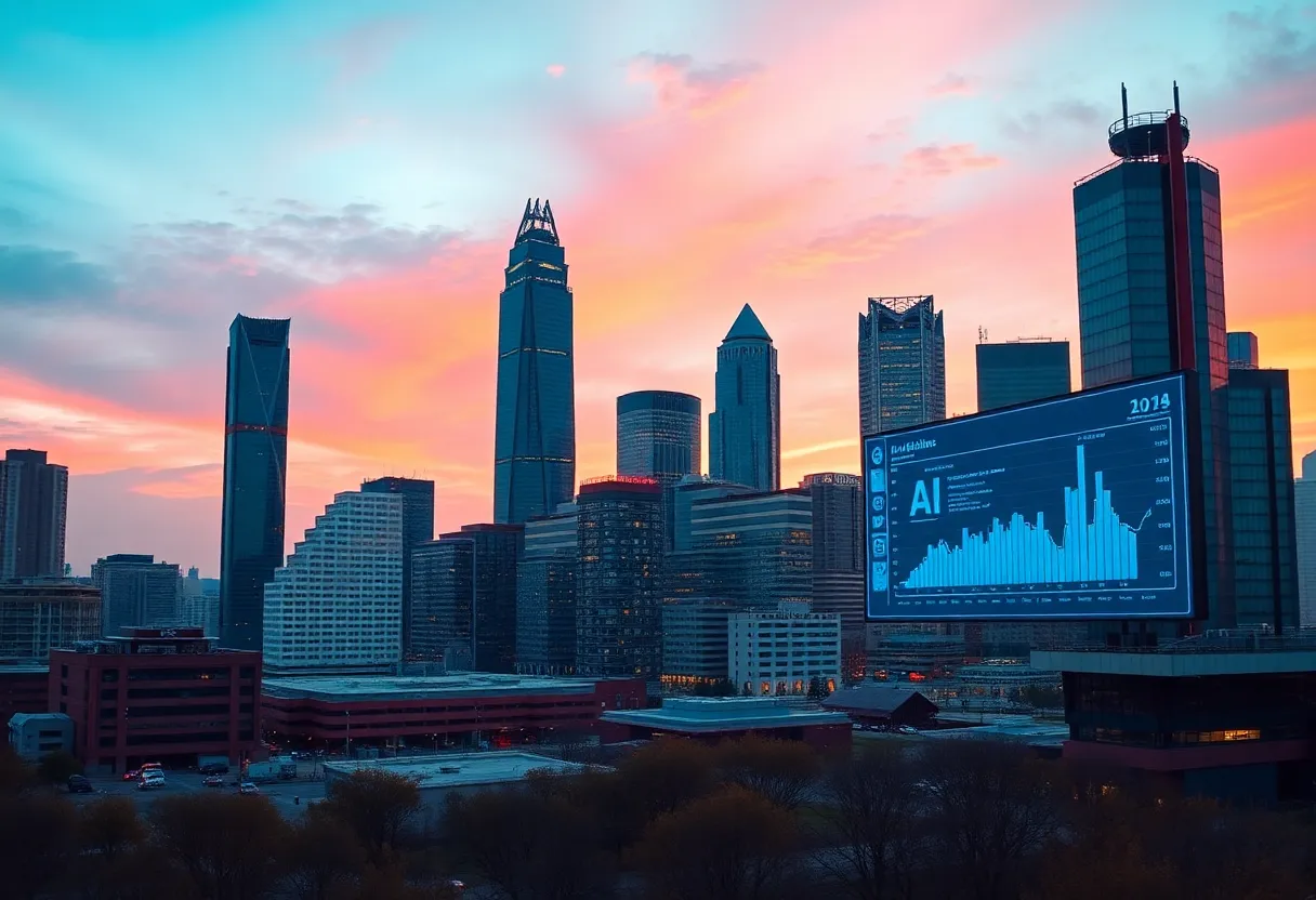 Atlanta skyline with AI marketing elements