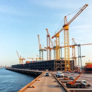 Construction of the new wharf at Charleston Port