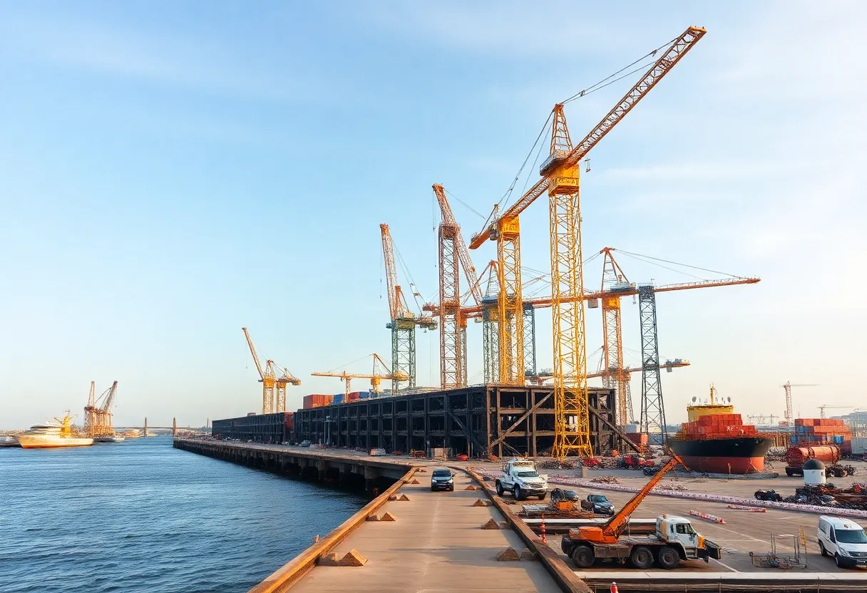 Construction of the new wharf at Charleston Port