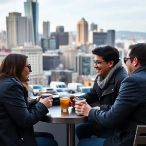 People engaging in a friendly conversation in San Francisco about marketing.