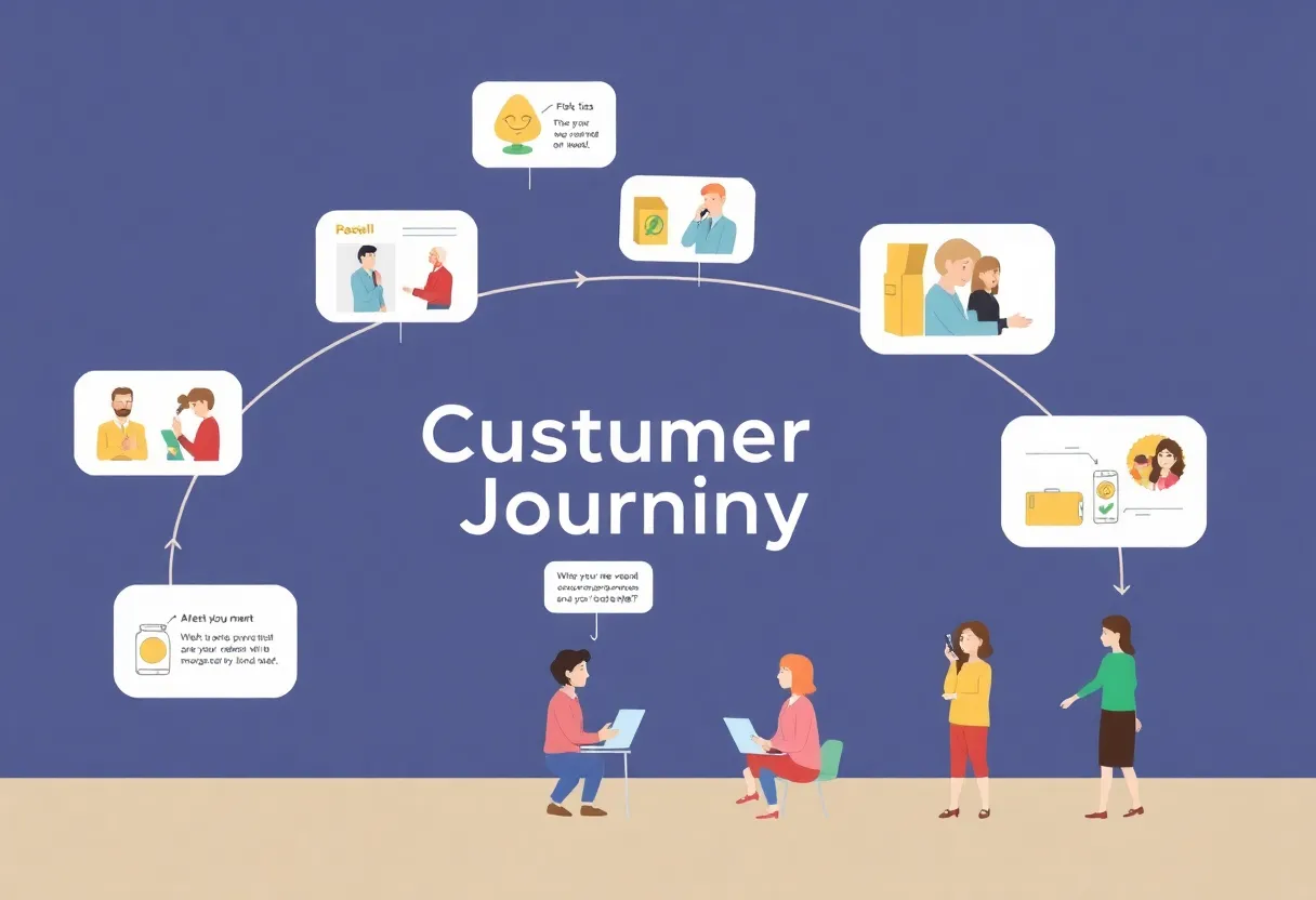 Illustration depicting customer journey mapping in digital marketing