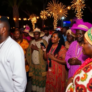 Community members celebrating Gullah Geechee heritage on New Year's Eve