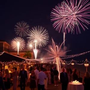 New Year's Eve celebration on Hilton Head Island with fireworks