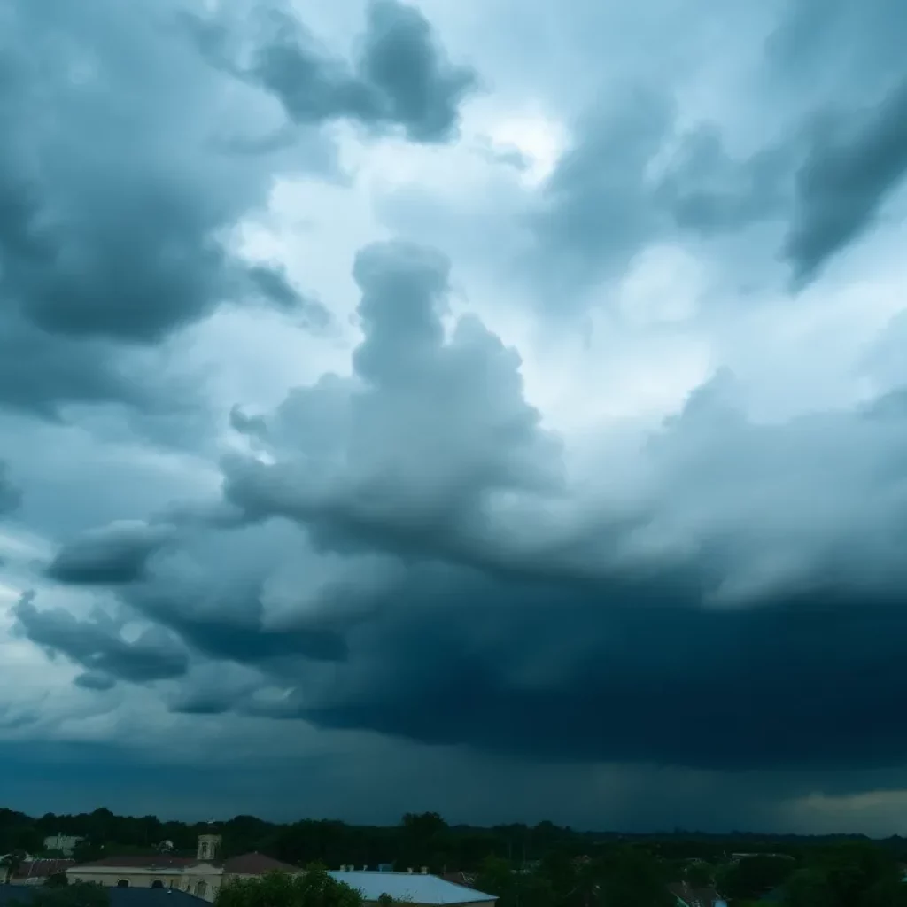 Dark storm clouds over Charleston indicating severe weather