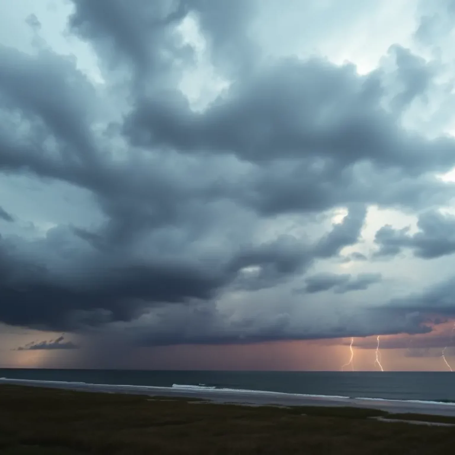 Dark storm clouds over South Carolina coast