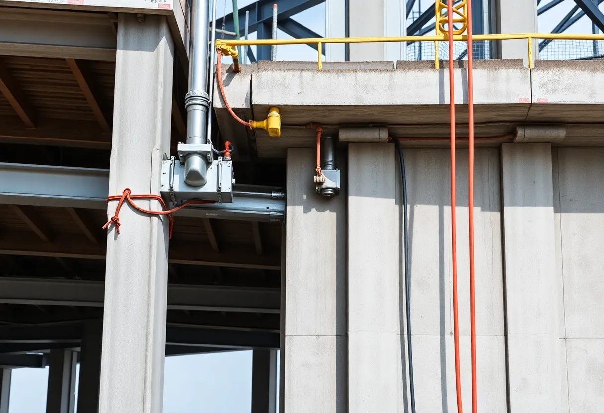 High-quality materials being utilized in structural connections at a construction site.