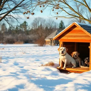 Cozy pet shelter in winter in Beaufort County