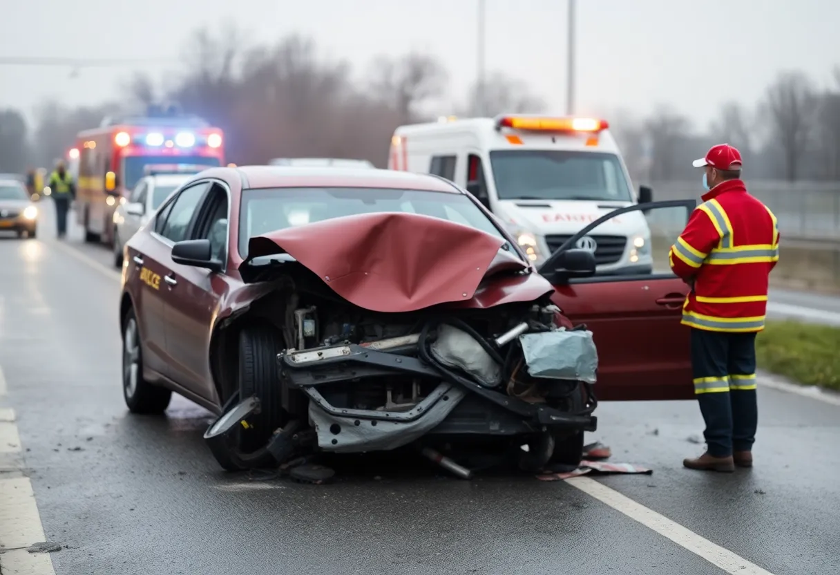 Emergency services responding to a car crash in Beaufort County