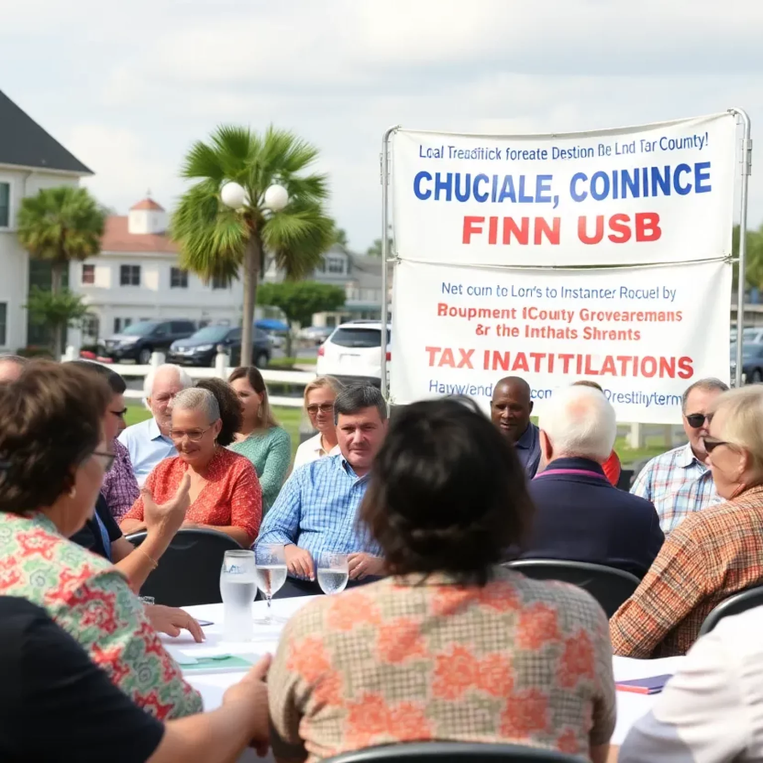 Residents of Beaufort County engaging in a community meeting about local governance and infrastructure.