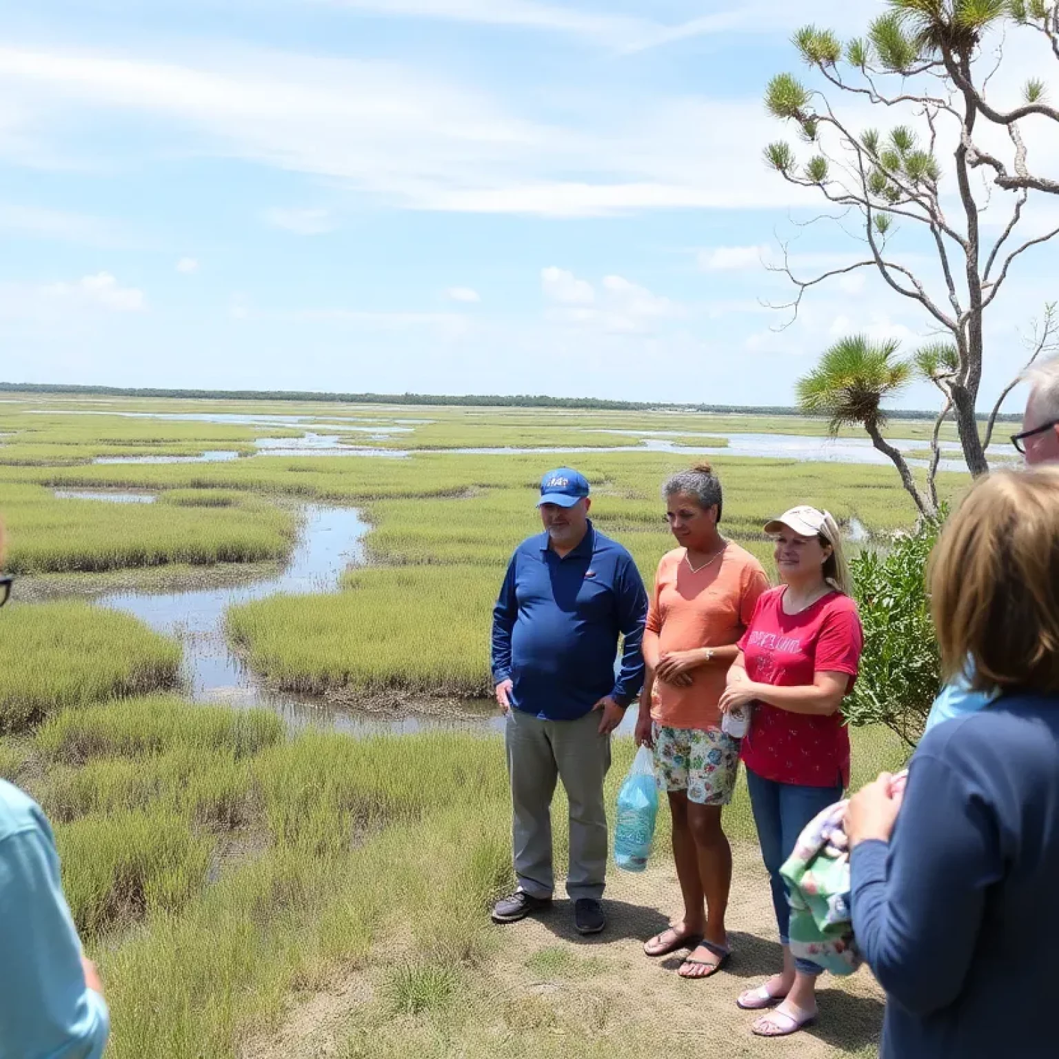 Community members discussing plastic waste in Beaufort County