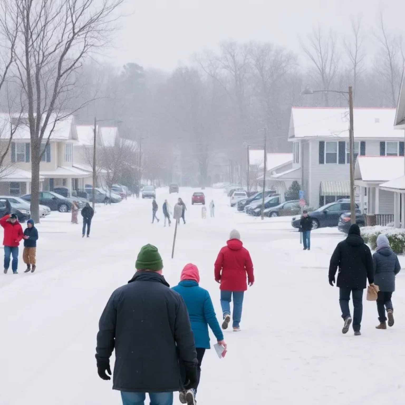 Snow-covered street in Beaufort County