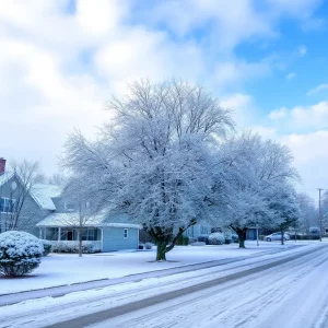 Snow-covered street in Beaufort County