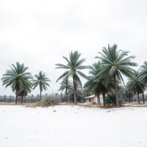 Snowy beach landscape in Beaufort County