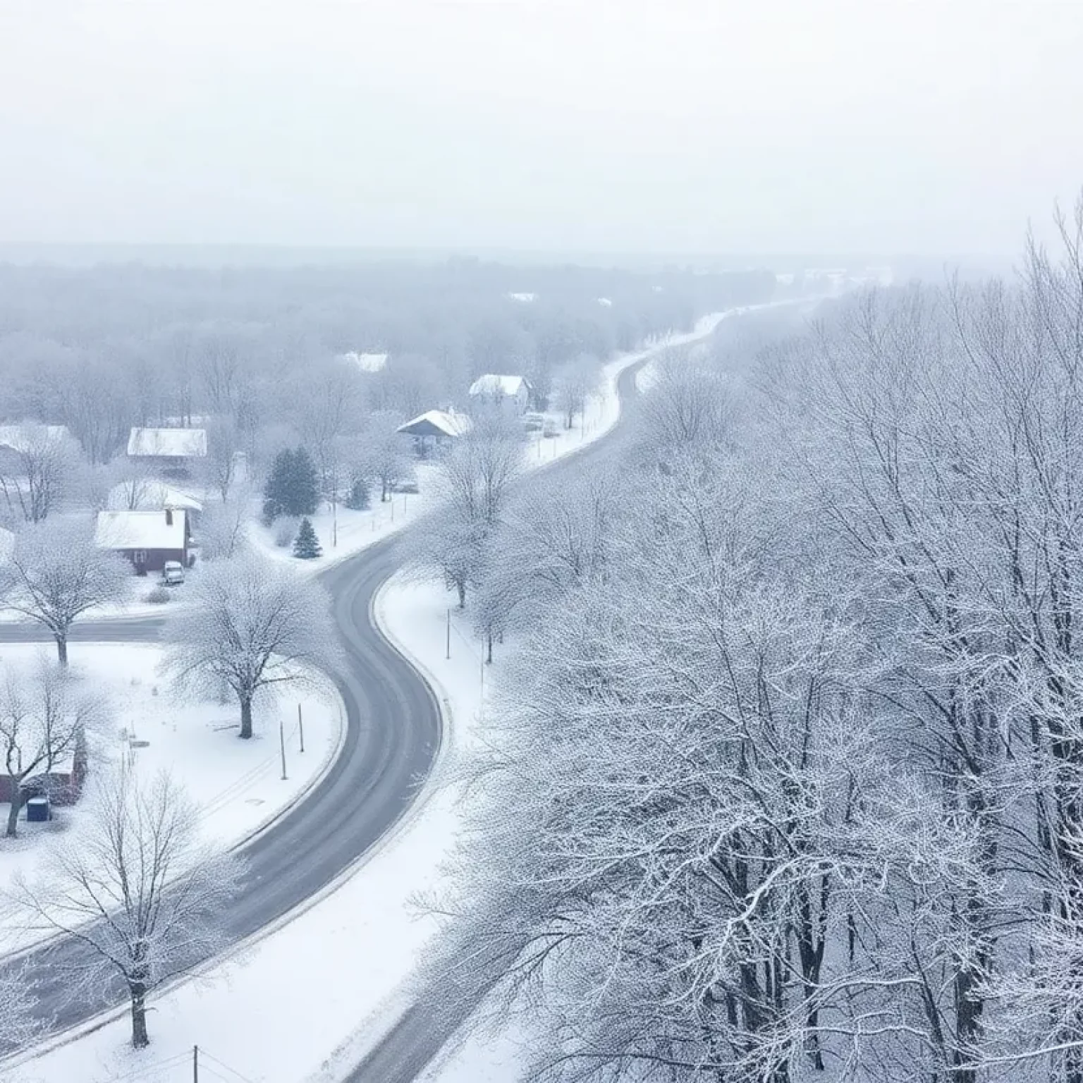 Snow-covered streets in Beaufort County