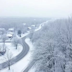 Snow-covered streets in Beaufort County