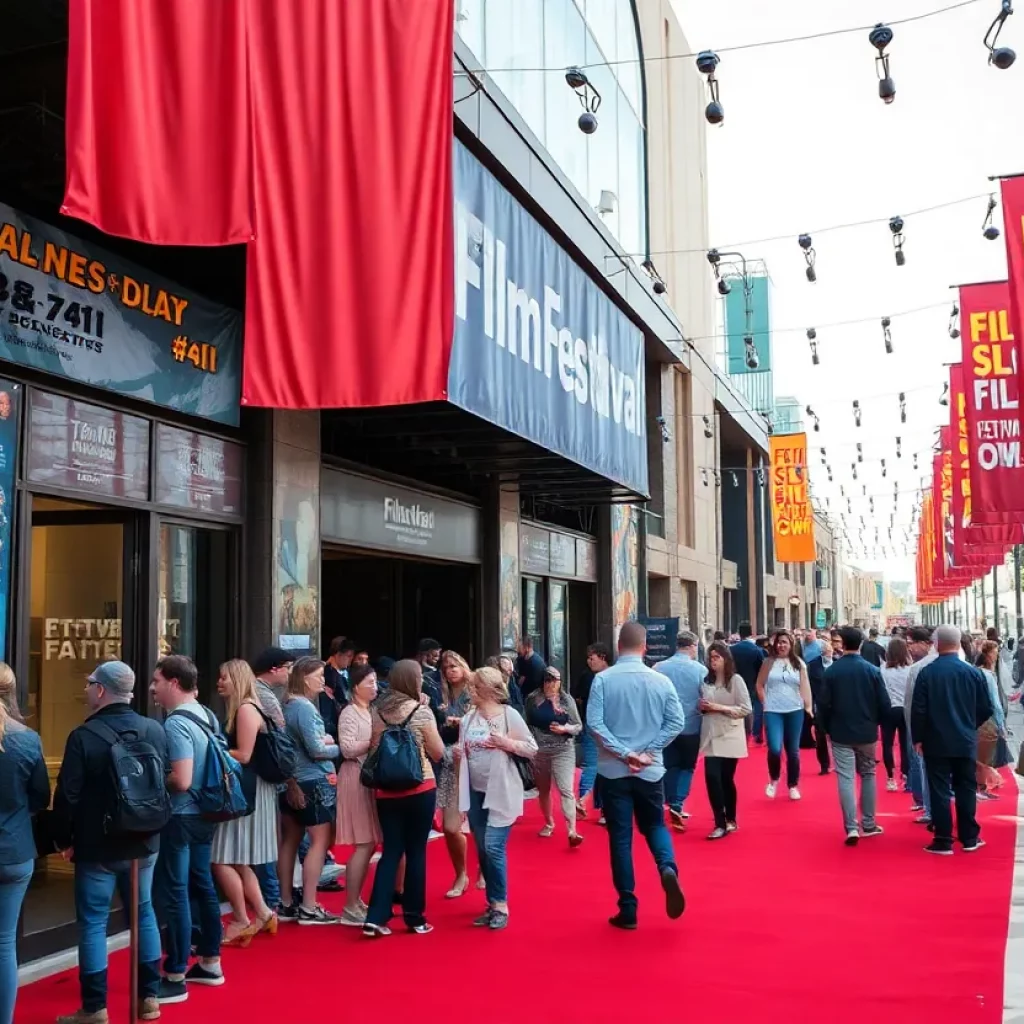 Red carpet event at the Beaufort International Film Festival with attendees and banners.