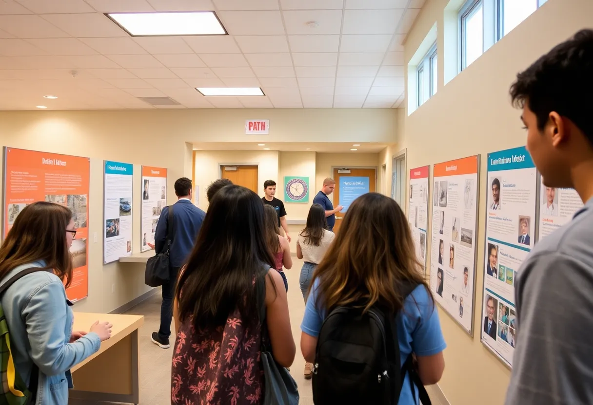 Students exploring healthcare careers at Beaufort Memorial PATH Career Development Center