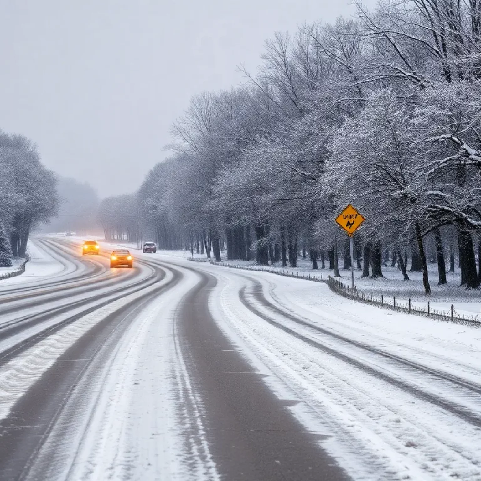 Snow-covered roads in Beaufort, SC after a rare snowfall