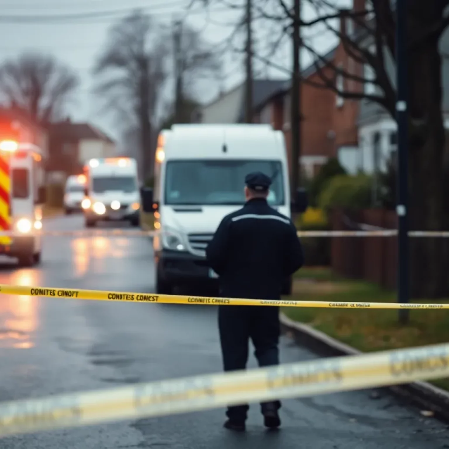 Police cordon at a crime scene in Beaufort after a shooting incident