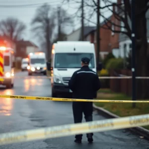 Police cordon at a crime scene in Beaufort after a shooting incident