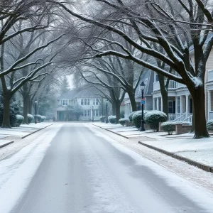 Winter scene showing snow in Beaufort, South Carolina