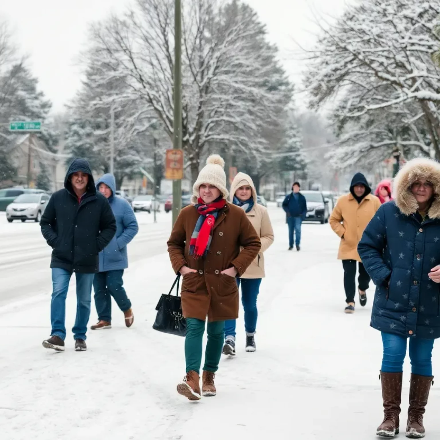 Snow-covered street in Beaufort County during a winter storm