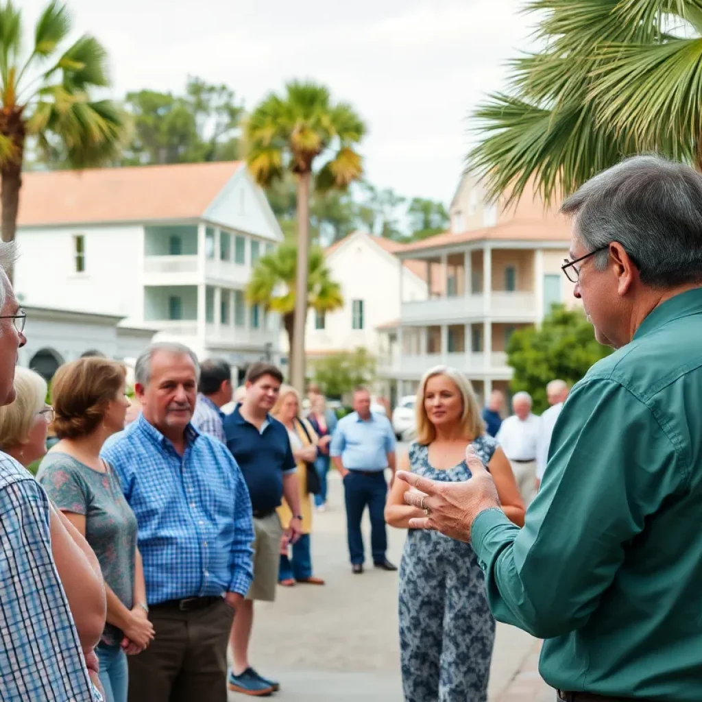 Community members discussing hospital plans in Bluffton, SC