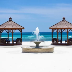 A scenic view of Coligny Beach with bluest waters and bright white sand.